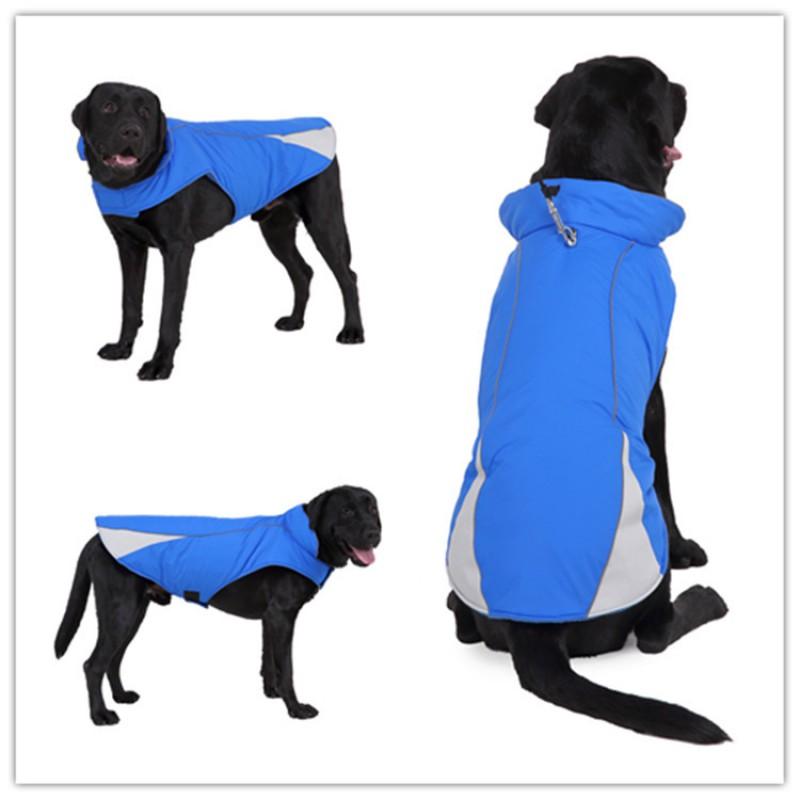 Winter Pet Dog Coat With Reflective Stripes Warm Thick Cotton Jacket Large Dogs