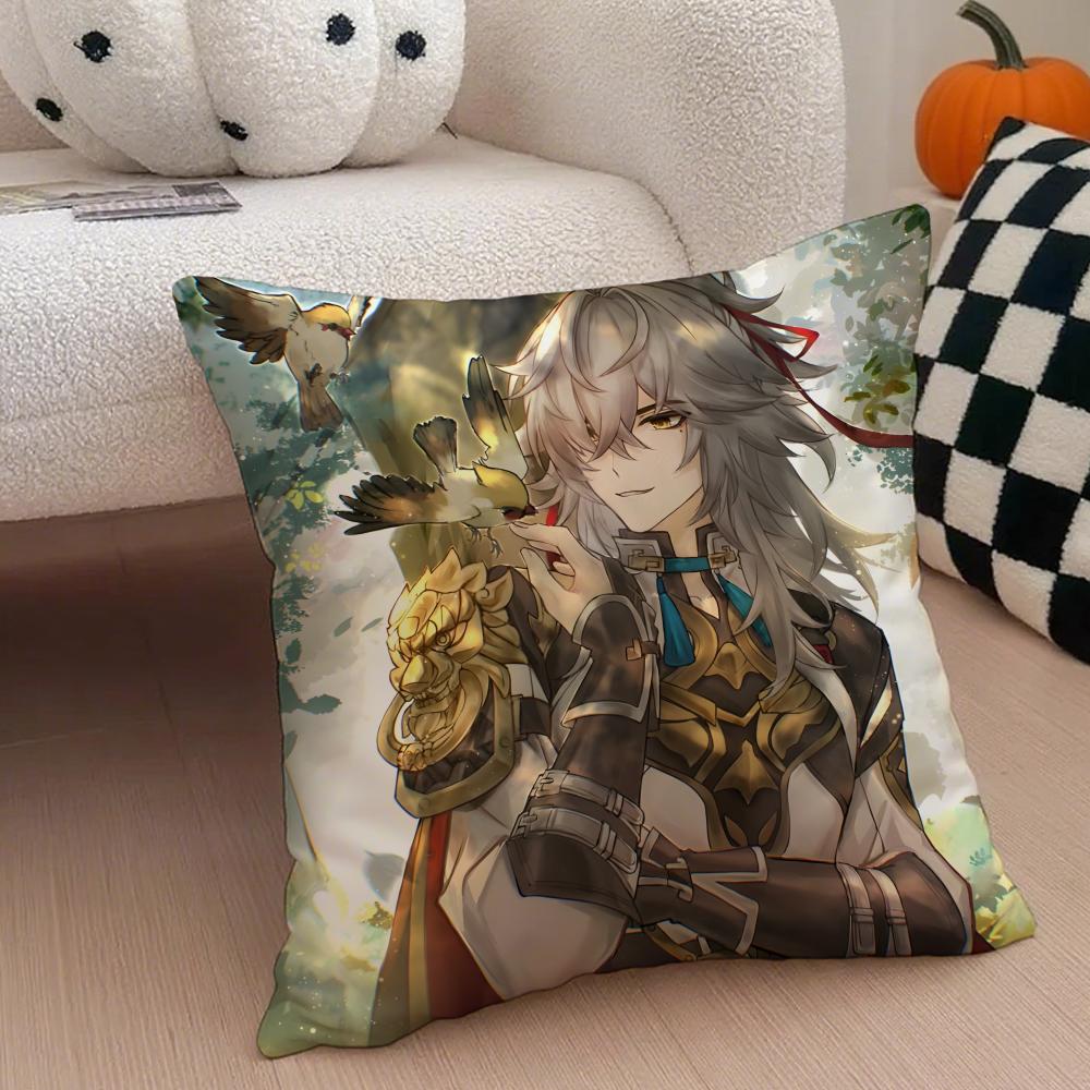 JJing Yuan Star Rail Hit Game Character Cushion Cover Throw Pillow Cover Hidden Button Durable Polyester Chair Cushion