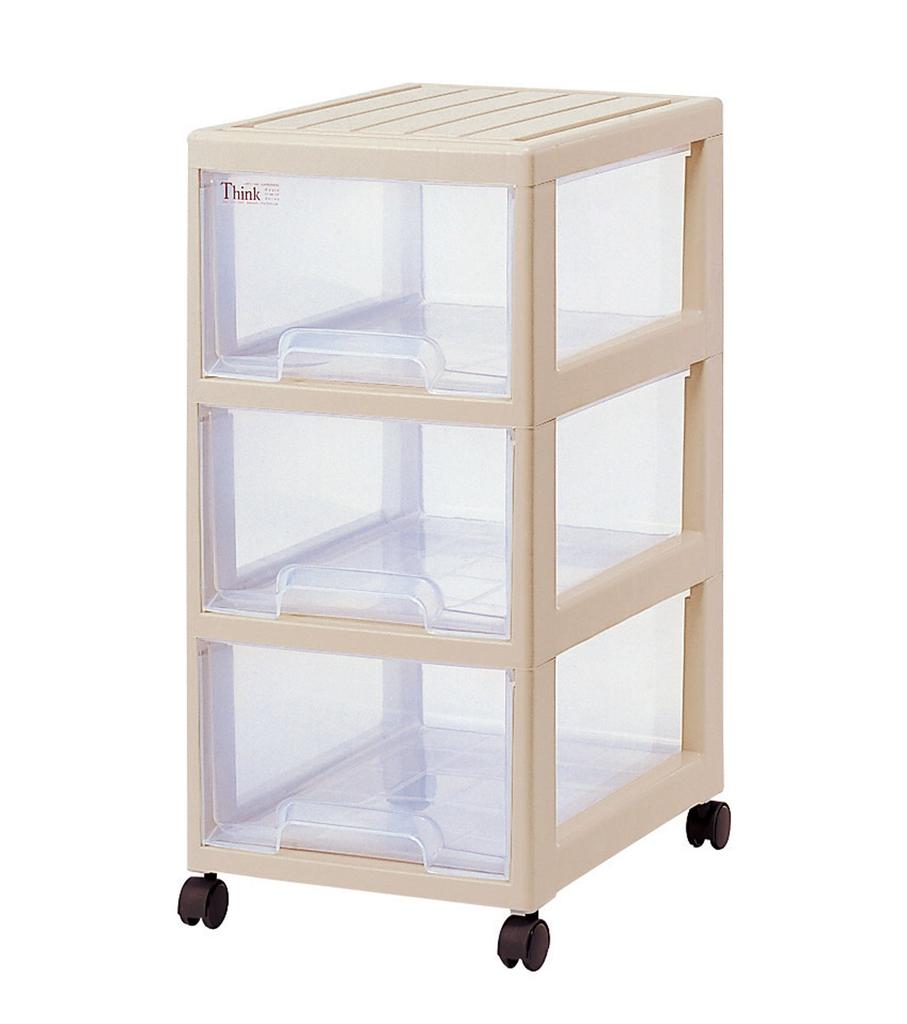 Sanko Plastic 3 Tier Clothes Storage Sink Width X Depth X Height 71cm Soft Beige 33.7 47.5