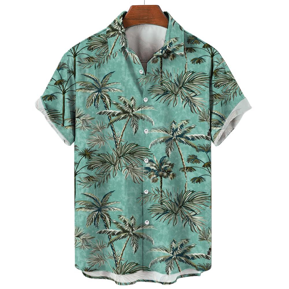 Гавайская рубашка летняя с коротким рукавом 3D-принтованный узор повседневная отпуск лацкан кнопка мужская одежда уличная