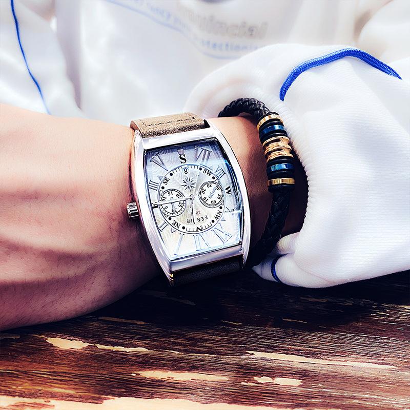 UTHAI CQ326 Мужские часы в форме винной бочки, календарь, водонепроницаемые парные кварцевые часы, лучший выбор для подарка