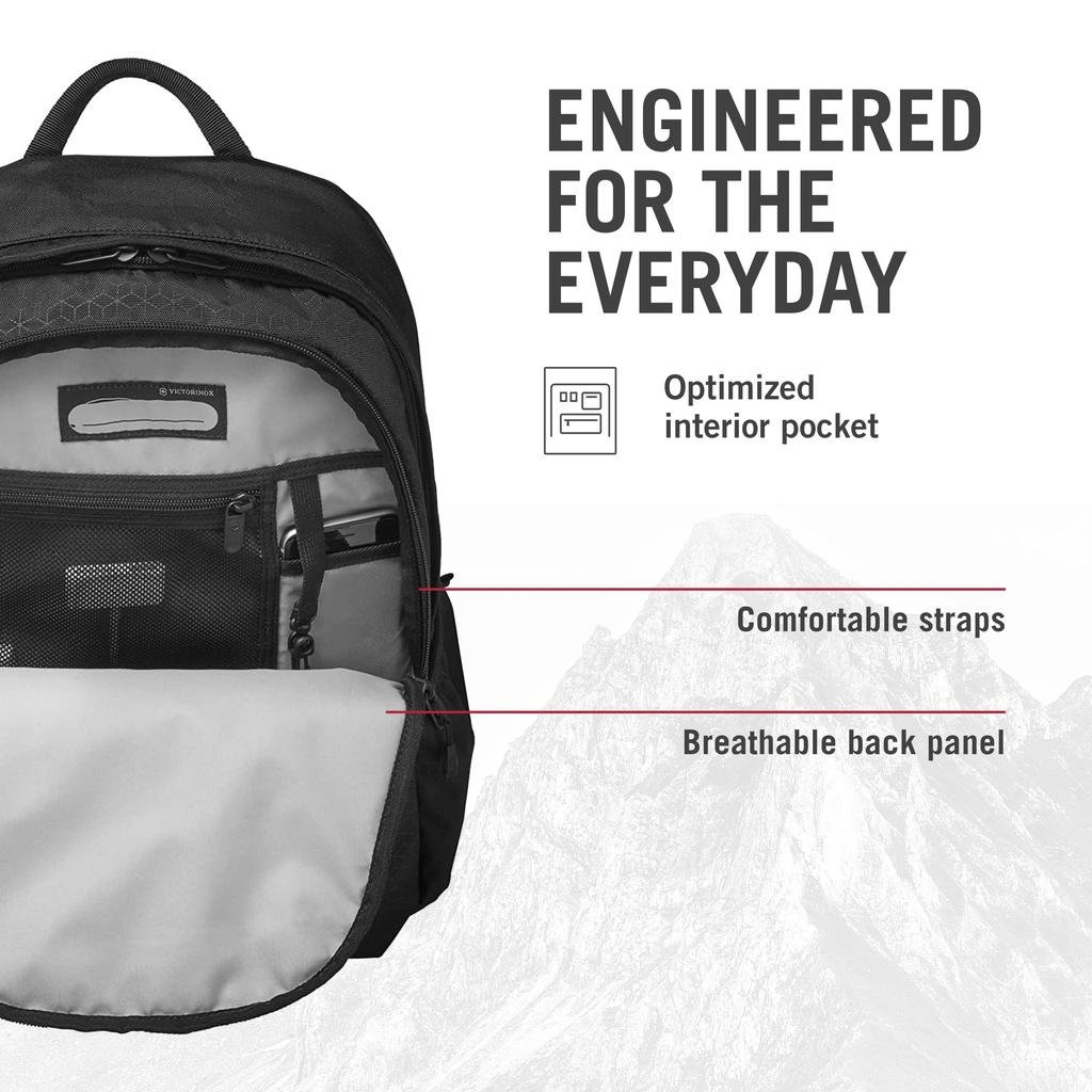 Altmont Original Standard Backpack Функциональный и удобный деловой рюкзак с сетчатым карманом, крючком для ключей, держателем для ручек, биркой по имени, боковым карманом, повседневный, 25 л, черный
