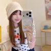 Белый Чехол-цепочка с сердцем для iPhone 17/16 Pro Max/15/14 - Японский и Корейский дизайн