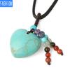 Natural Crystal Heart Pendant Necklace Short Tassel Seven Chakras Necklace Texture Jewelry