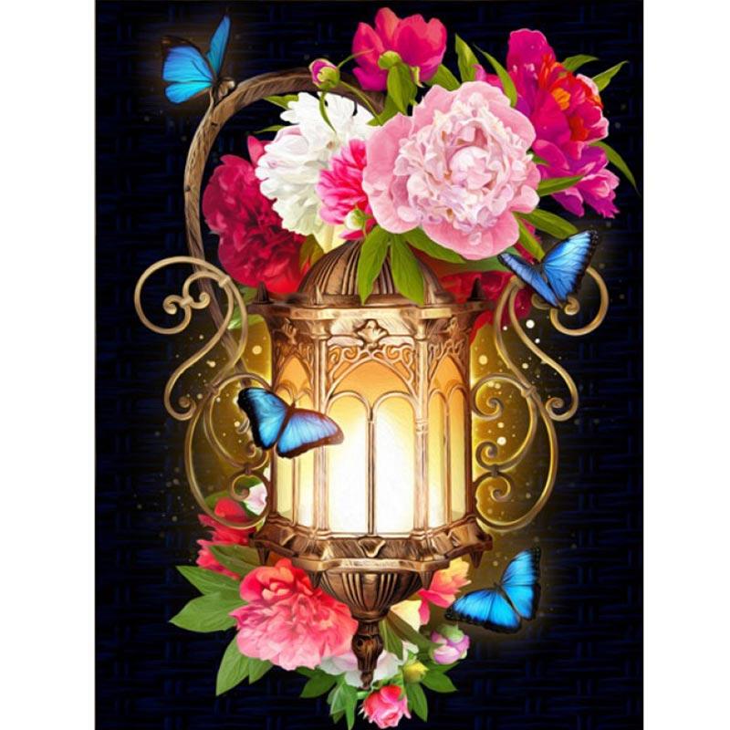 Full Round Diamond Embroidery Flowers Light 5d DIY Diamond Painting Flower Mosaic Picture with Rhinestones Pattern Home Decor