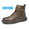 Fashion Fashion Casual Leather Male Motorcycle Boots Outdoor Men's Ankle Boots High Top Winter Casual Shoes Warm Plush Fur Winter Botas