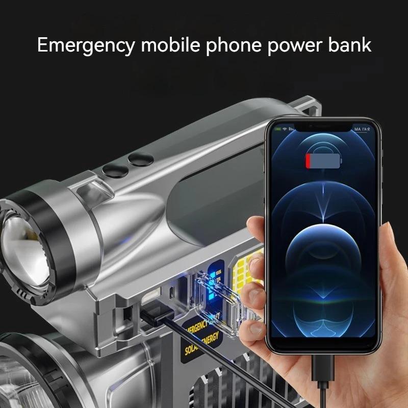 Ручной фонарь с многофункциональным дисплеем на солнечной батарее для улицы, портативная камера-фонарик, туристическое снаряжение, перезаряжаемый фонарик Type-C