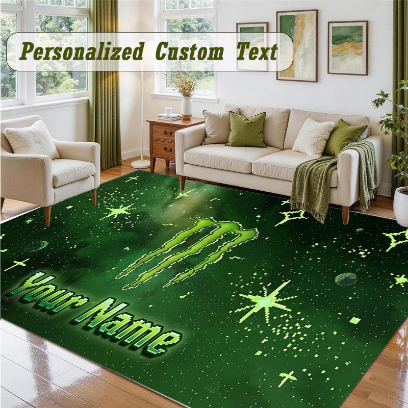 Crystal Velvet Square Rug Custom NameMonster Energy Pattern Non Slip Home Floor Decor Rug