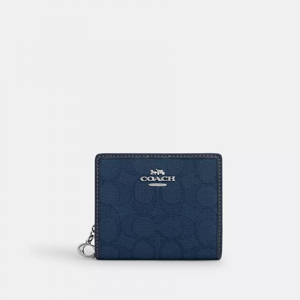 Coach Snap Wallet In Signature Jacquard Silver Black