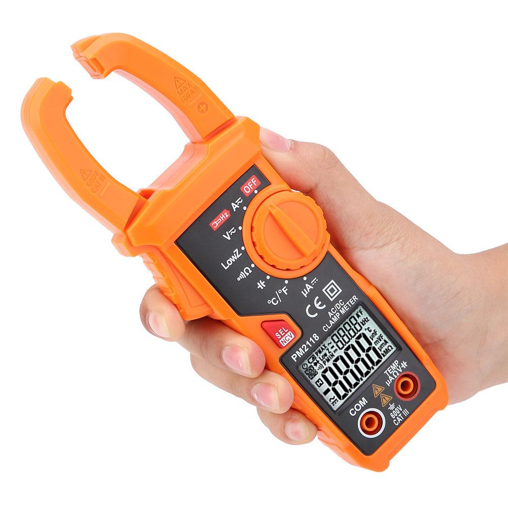 Токоизмерительные клещи Цифровой мультиметр PEAKMETER PM2118 Двойной дисплей AC Клещи-мультиметр NCV Омметр Емкость Температурный тестер