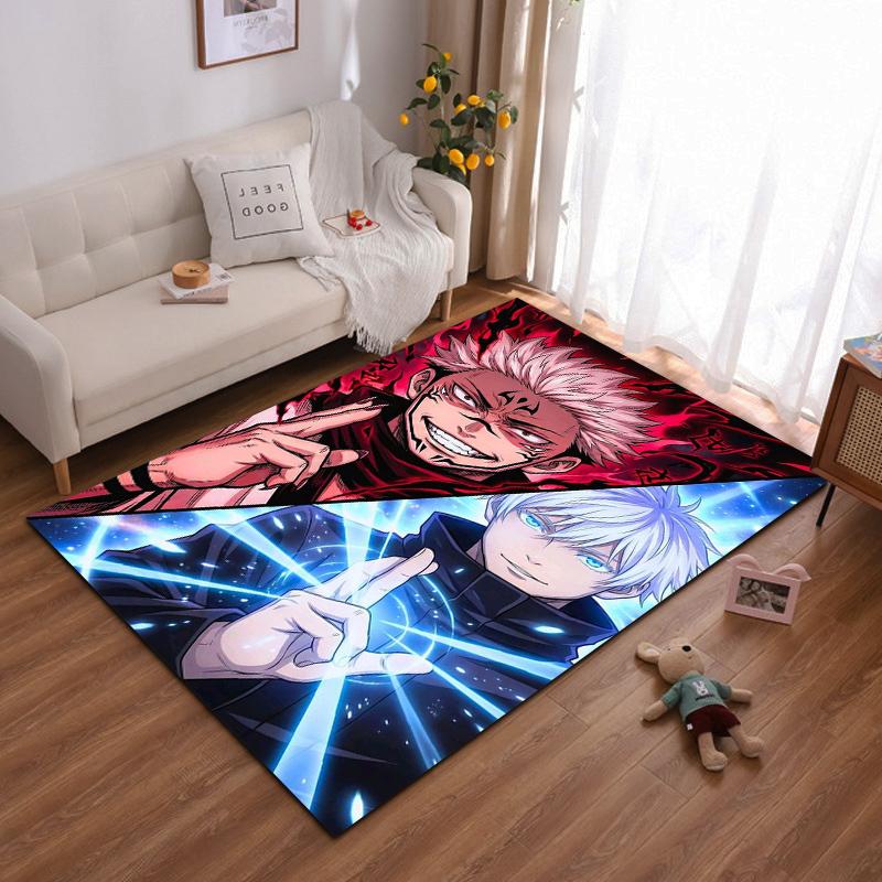Duel of Flames and Frost Anime Style Carpet Suitable for use as an anti-slip game mat for living room and bedroom sofas