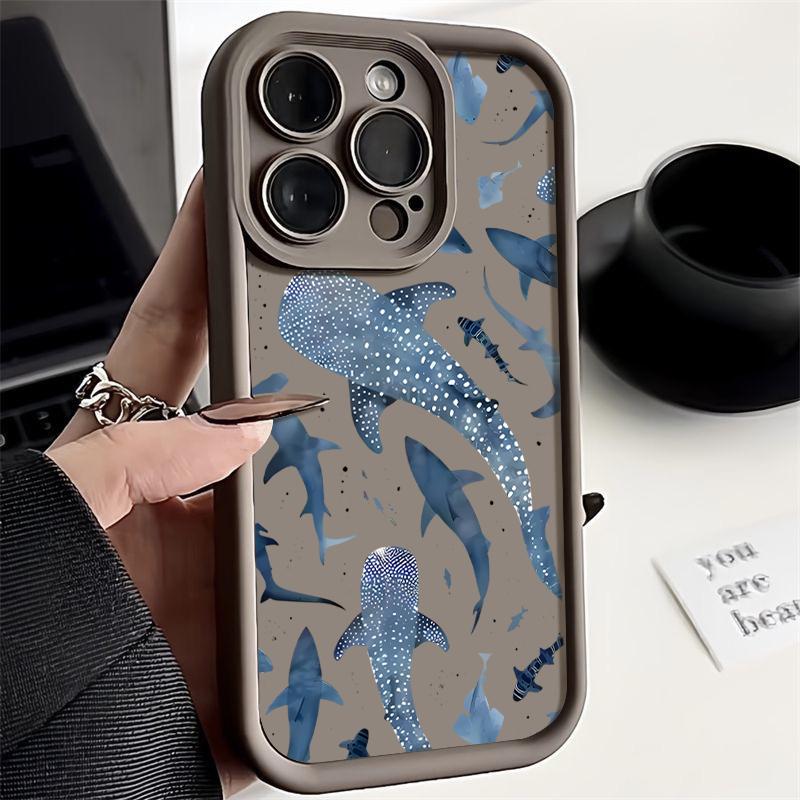 Для iPhone 16 Pro Max 16E 15 14 Pro 13 12 11 чехол с принтом китового дерева, противоударный мягкий защитный чехол для линз из ТПУ с матовым покрытием