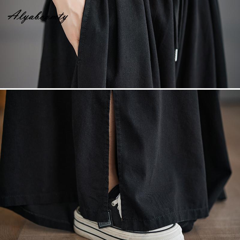 Корейский стиль, весна-осень, женские мешковатые джинсы больших размеров, эластичная талия, черные, фиолетовые, зеленые, джинсовые брюки с разрезом, повседневные свободные широкие джинсы