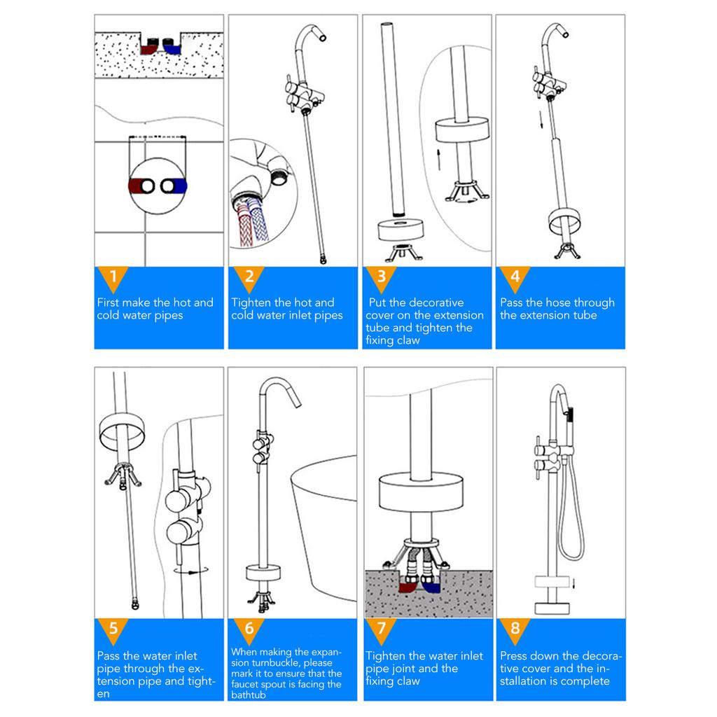 Отдельностоящий смеситель для ванны Устойчивый к коррозии Стабильный Смеситель для душа Элегантный Высокая прочность для раковины колонного типа