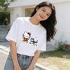 2026 новый летний милый графический топ HelloKitty повседневный хлопковый топ с коротким рукавом для женщин и девочек Каваи мультяшный принт Streetwear