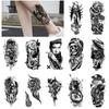 Set Tattoo Sticker Black Astronaut Character Compass Element Water Transfer Print Simulation Tattoo Sticker Tattoo