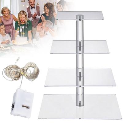 3/4-ярусная акриловая подставка для кексов со светодиодной подсветкой, держатель для кексов, тарелка, подставки для украшения свадебного торта