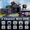 Новый Wifi 2/3 камера автомобильный видеорегистратор видеорегистратор FHD 1080P 3-канальный объектив видеорегистратор интерьерный видеорегистратор видеорегистратор черный ящик супер ночное видение