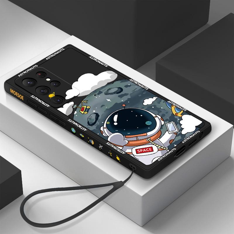 Чехол из жидкого силикона серии Astronaut для Samsung S25 S24 FE S23 Ultra S22 S21 Plus A56 A36 A16 A55 A15 A35 A54 A14 A32 5G с защитой от падения с высоты