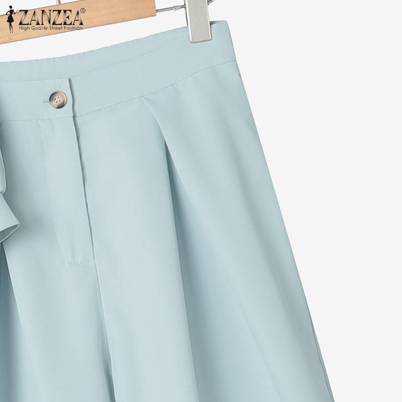 ZANZEA Women Short Sleeve Blouse and Wide Leg Pants Casual Two Piece Suit Sets