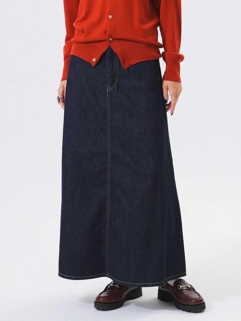 Юбка джинсовая 5 карманов макси юбка 1 13270558578 [BEAMS BOY] женская BLUE_INDIGO