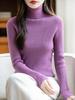 Women's Striped Wool High-Neck Sweater – Knitted Autumn/Winter Pullover Top