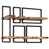 Set of 5 Solid Acacia Wood and Steel Wall Shelves - vidaXL - Brown - Living Room