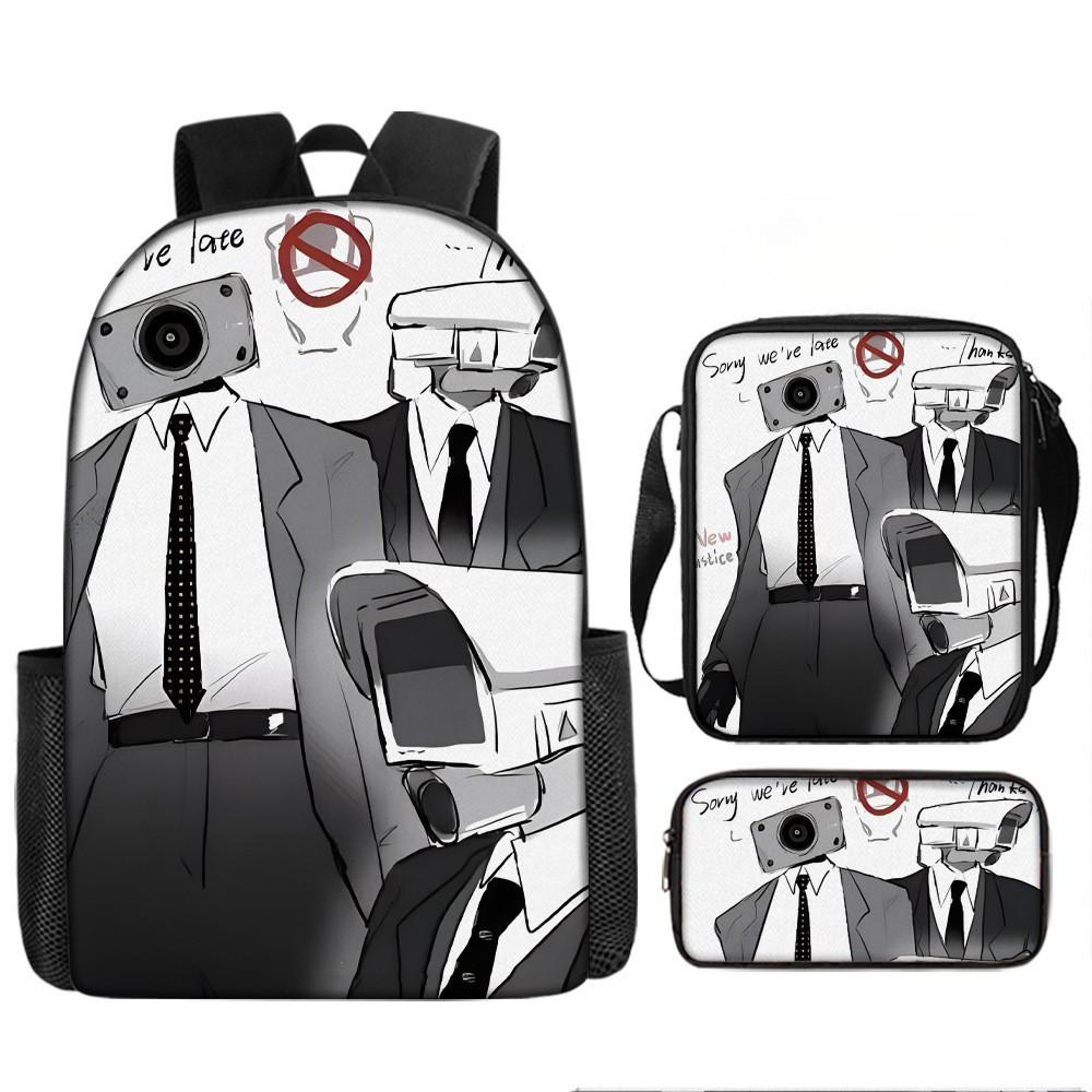 Cartoon Skibidi Toilet Printed Backpack Child Schoolbag Shoulder Bag Pencil Bag