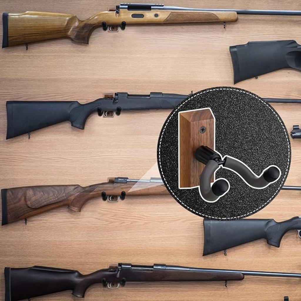 2 Pcs Gun Rack Crossbow Hanger for Wall Vertical Wall Mount Hardwood Gun Holder Compound Bow Hanger Holder Displays Rack Shotgun Hooks Rifle Storage