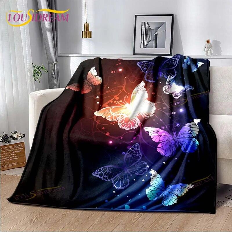Одеяло с бабочкой, легкое мягкое плюшевое фланелевое одеяло для дивана, дивана, одеяло для пикника, одеяла для кроватей