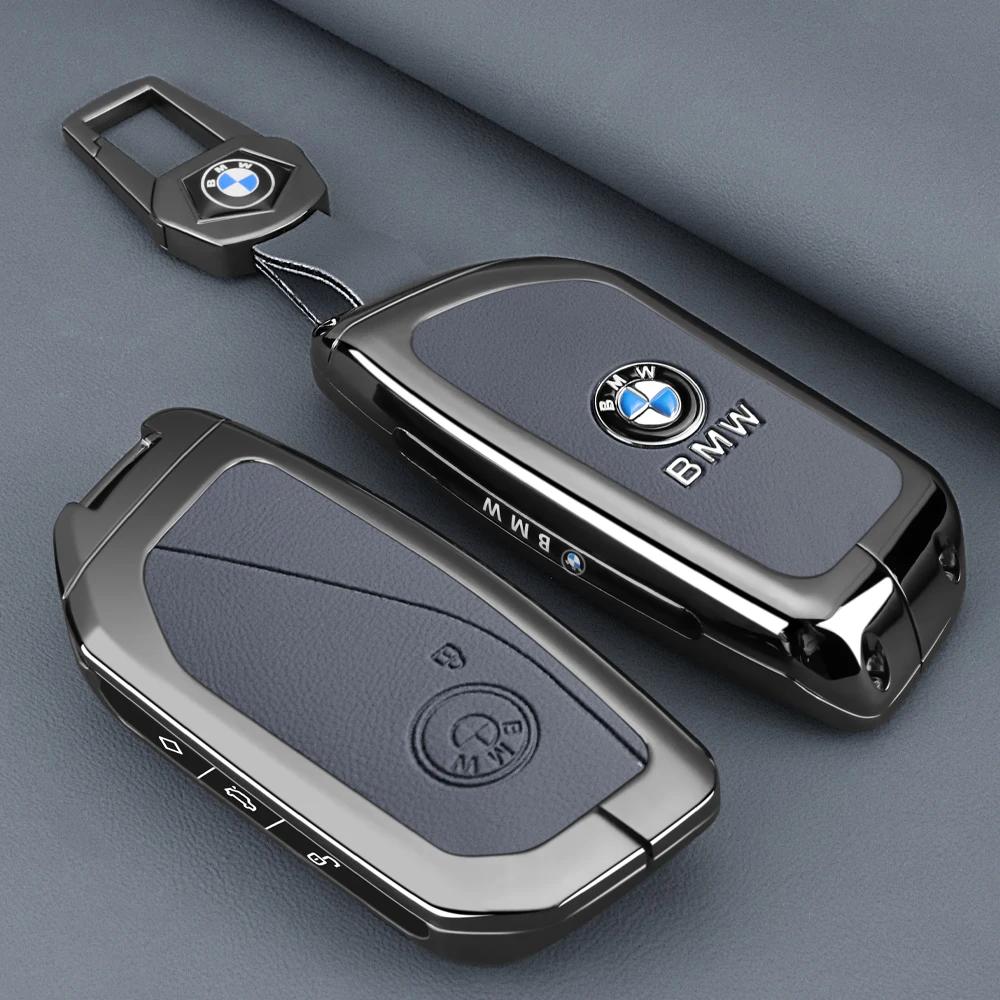 EVJT4 Hot 2025 Zinc Alloy Leather Car Key Case Cover Shell For BMW Series 7 735i 740Li X7 X1 U11 2023 I7 G07 LCI XM Remote Keychain Ac