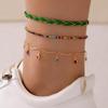 3PCS Versatile Woven Colorful Edging Diamond Stone Pendant Chain Foot Chain for Women Jewelry Minority Design Anklet
