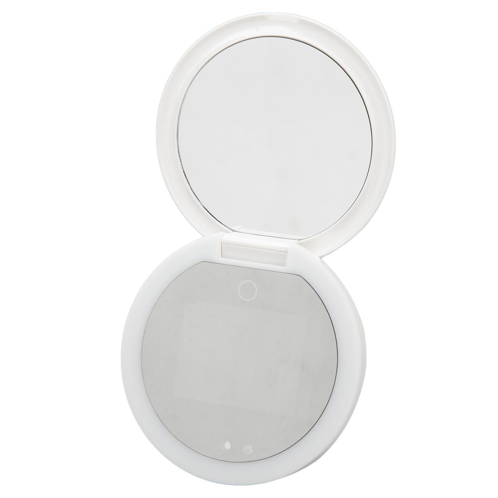 Travel Compact Mirror with UV Camera Sun Testing Double Side Adjustable Light Makeup Mirror for Pocket Purse Handbag