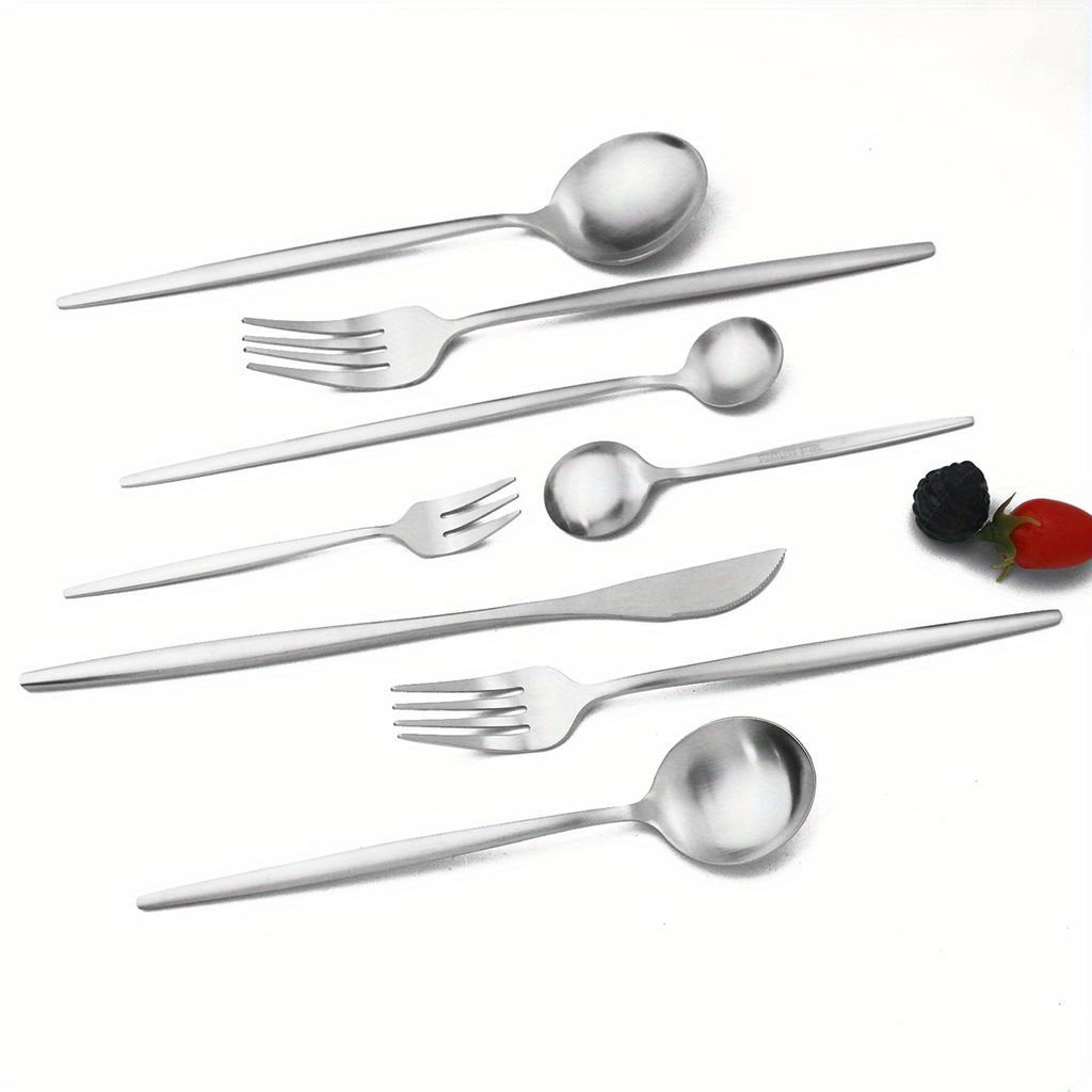 Набор столовых приборов из нержавеющей стали премиум-класса из 32 предметов - MatteCutlery на 4 персоны Прочная, устойчивая к ржавчине посуда для дома