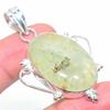 Natural Prehnite Gemstone Handmade 925 Sterling Silver Pendant 2.25" F1o77