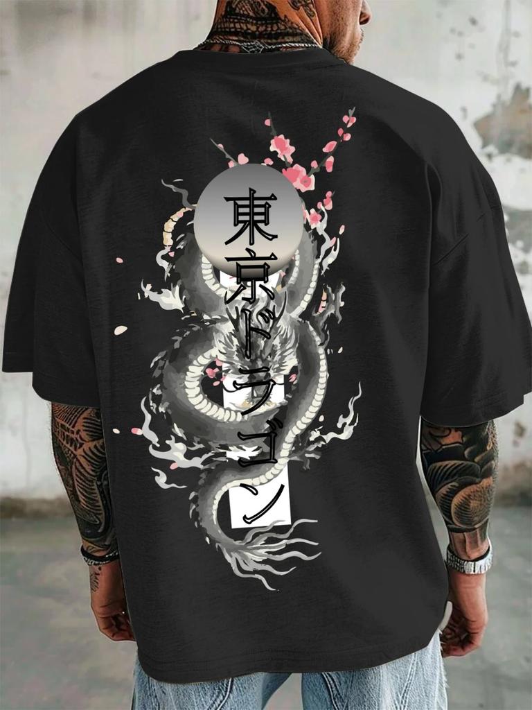 Tokyo Dragon Cherry Blossom3d Print Breatha Quickdry Unisexs Large Sized Tshirt Outdoor Street Fashion Parentchild Clothing