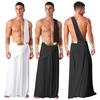 Mens Ancient Greek Cosplay Costume Long Skirt Wristbands One Shoulder Strap Roman Toga Halloween Warrior Gown