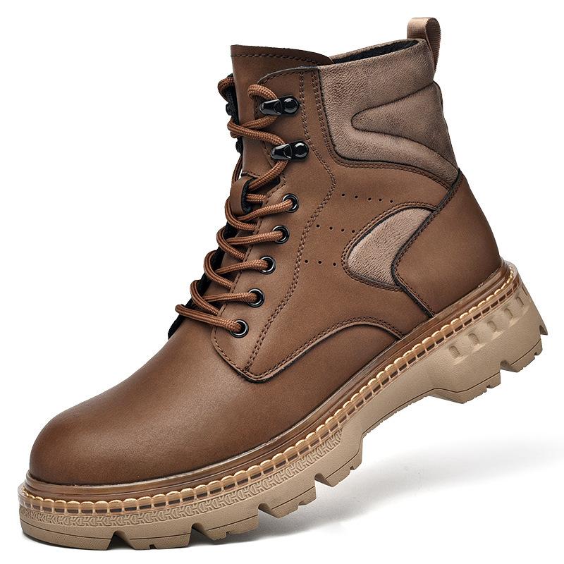 Ботинки Мартин на толстой подошве мужские кожаные ботинки зимние рабочие ботинки короткие ботинки с высоким верхом локомотивные мужские туфли кожаные нескользящие и износостойкие