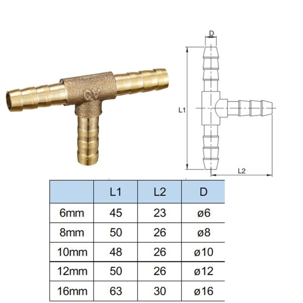 1/4" 5/16" 3/8" 1/2" 5/8" 3 Ways Brass Barb Hose Barbed Tee Connector Fitting Air Gas Water Fuel