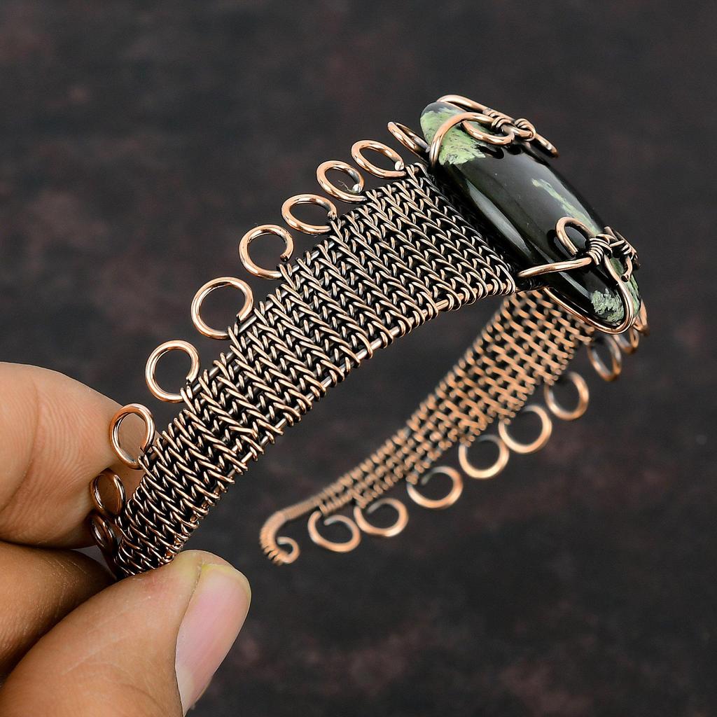 Браслет-манжета из австралийского хрома и халцедона, браслет из медной проволоки с драгоценными камнями, регулируемый браслет ручной работы, уникальный подарок из меди для нее