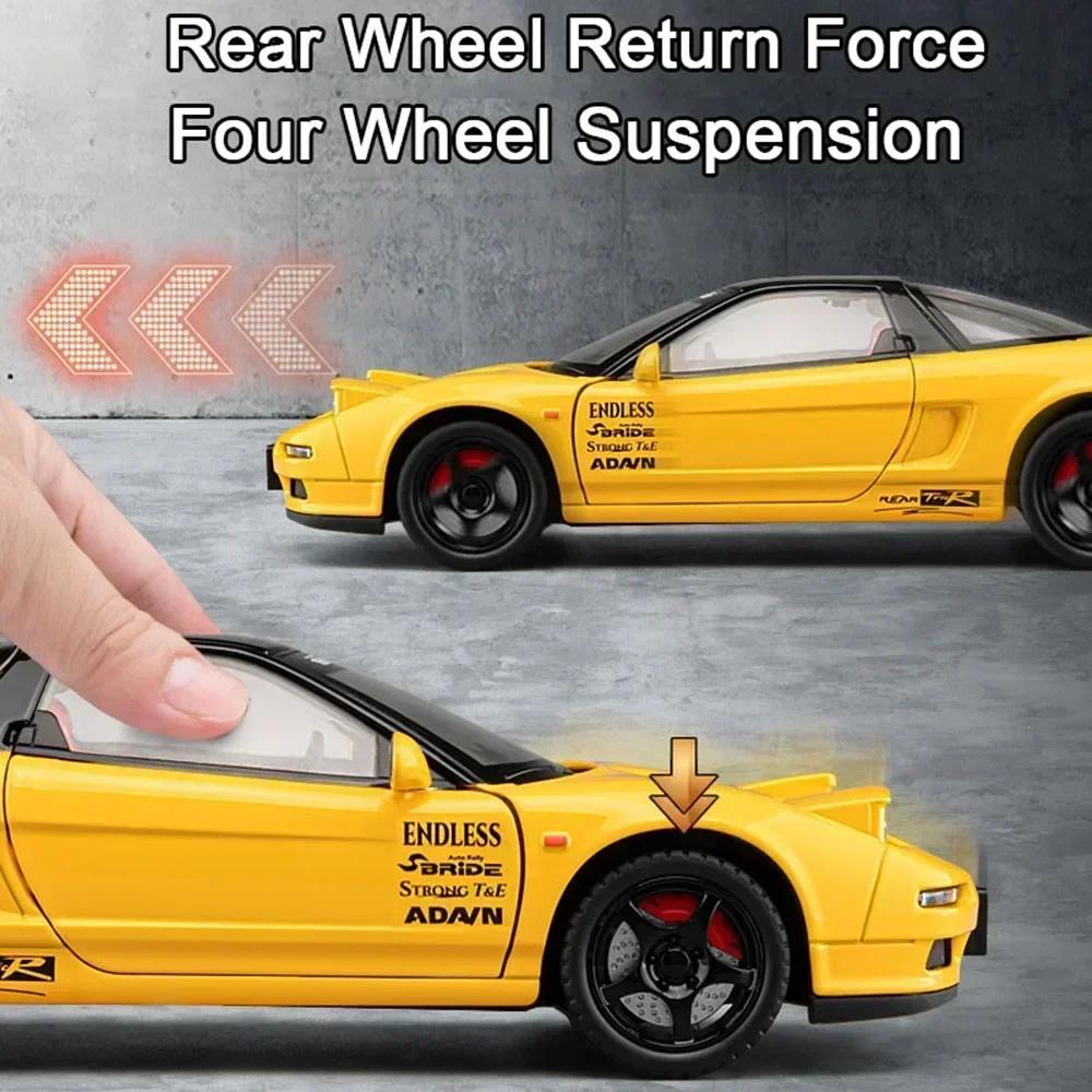 1:22 Honda Acura NSX NA1 Alloy Supercar Model Toys Diecast Christmas Vehices Doors Opened Sound Light Pull Back Collection Gifts ajk256