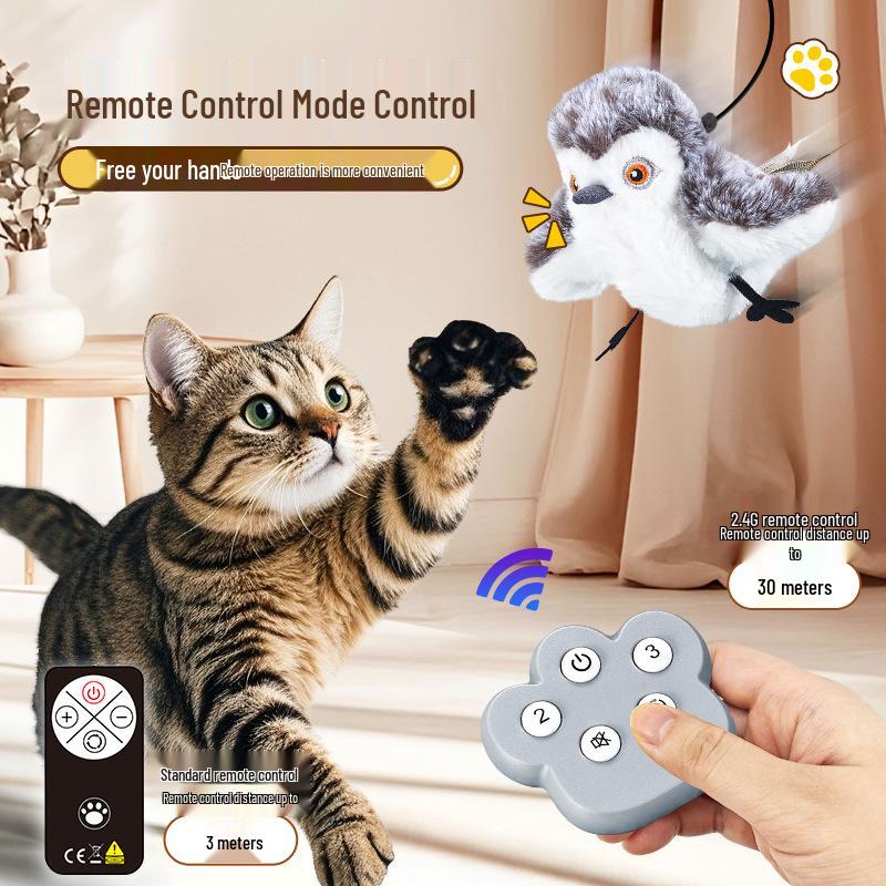 Электрическая игрушка-дразнилка для кошек, перезаряжаемая через USB: Потрясающий воробей со звуком