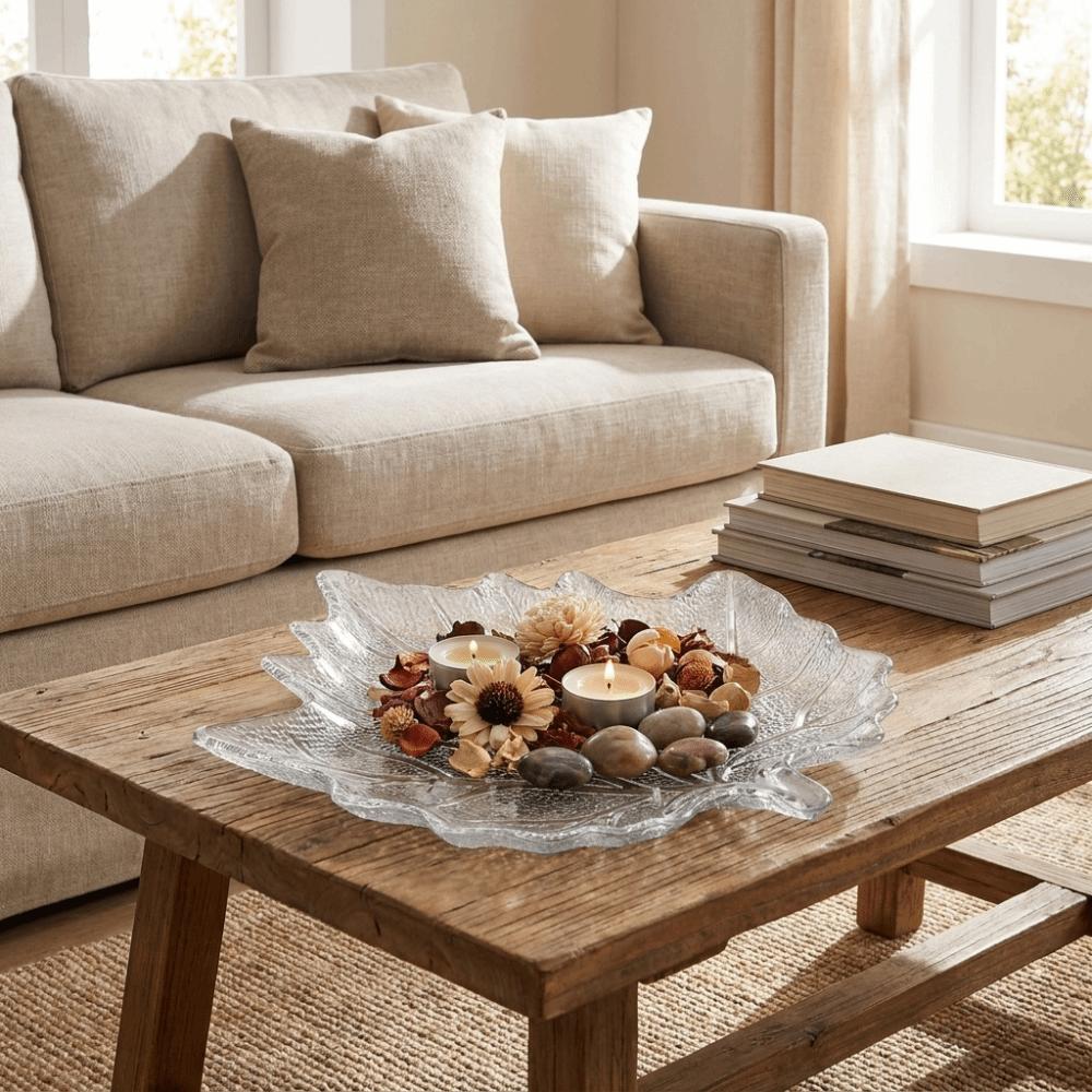 Leaves Shape Glass Dessert Dish European Style Dried Fruit Trays Fruit Plate Jewelry Storage