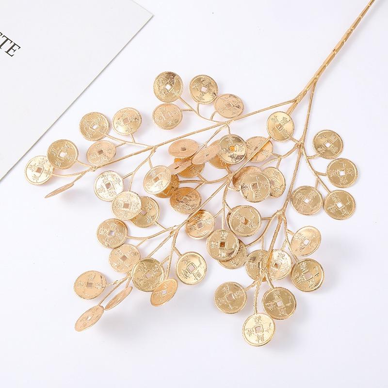 Золотой букет искусственных цветов Искусственное растение Украшение для дома, комнаты, Рождественское украшение, Новогодние подарки, Аксессуары