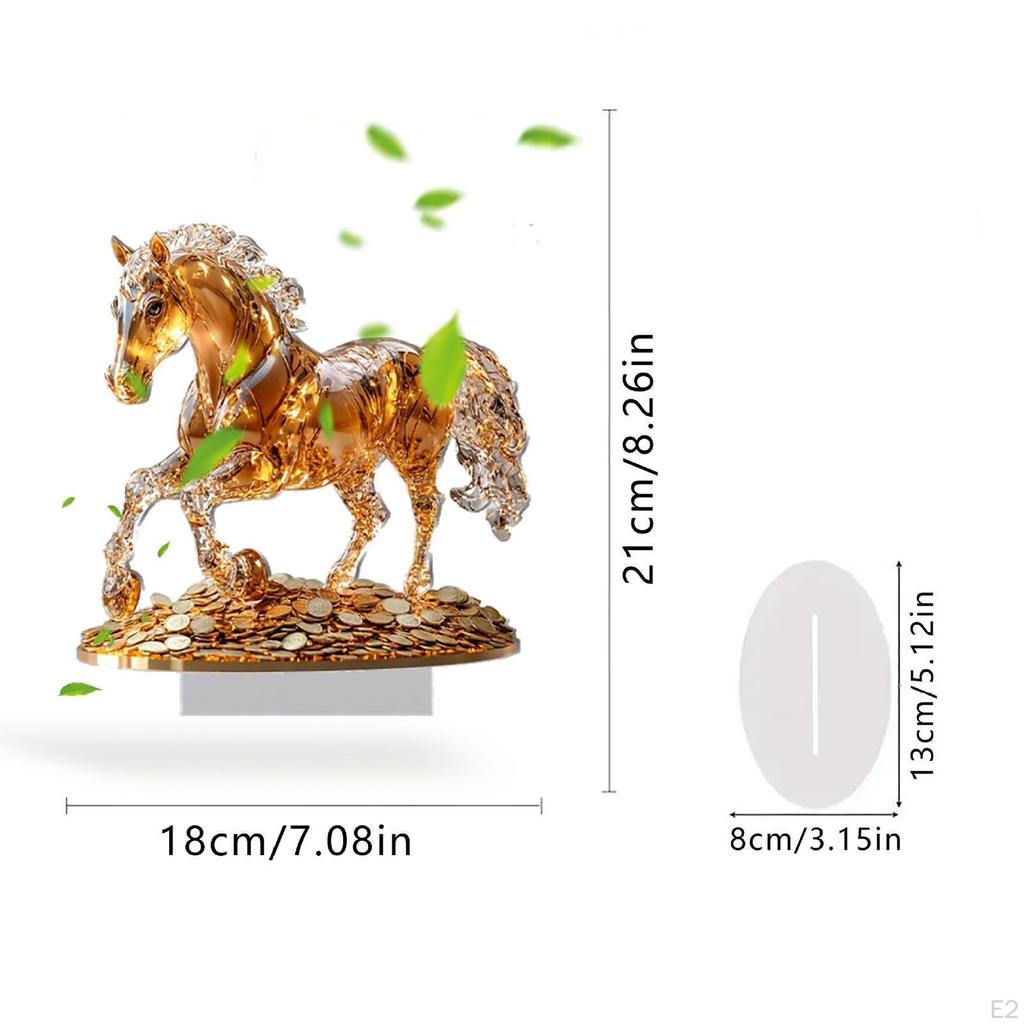 Акриловая скульптура в форме лошади 2D с подставкой, настольное украшение, уникальная статуэтка, украшение