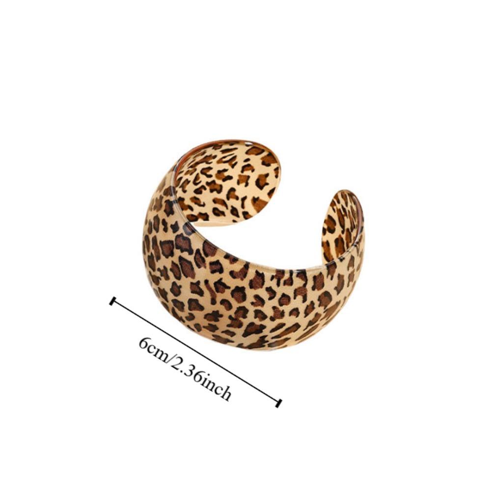 Европейско-американский стиль Леопардовый принт Манжеты-браслеты из смолы Преувеличенный браслет Широкий открытый браслет Подарок