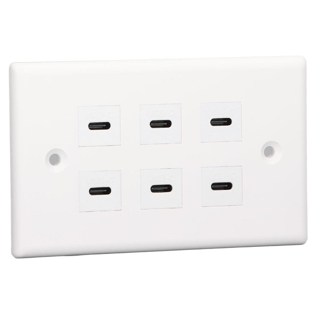 6 Port USB Receptacle Outlet Type C USB Outlet Wall Wide Applicability USB Outlet Plug for Business Office