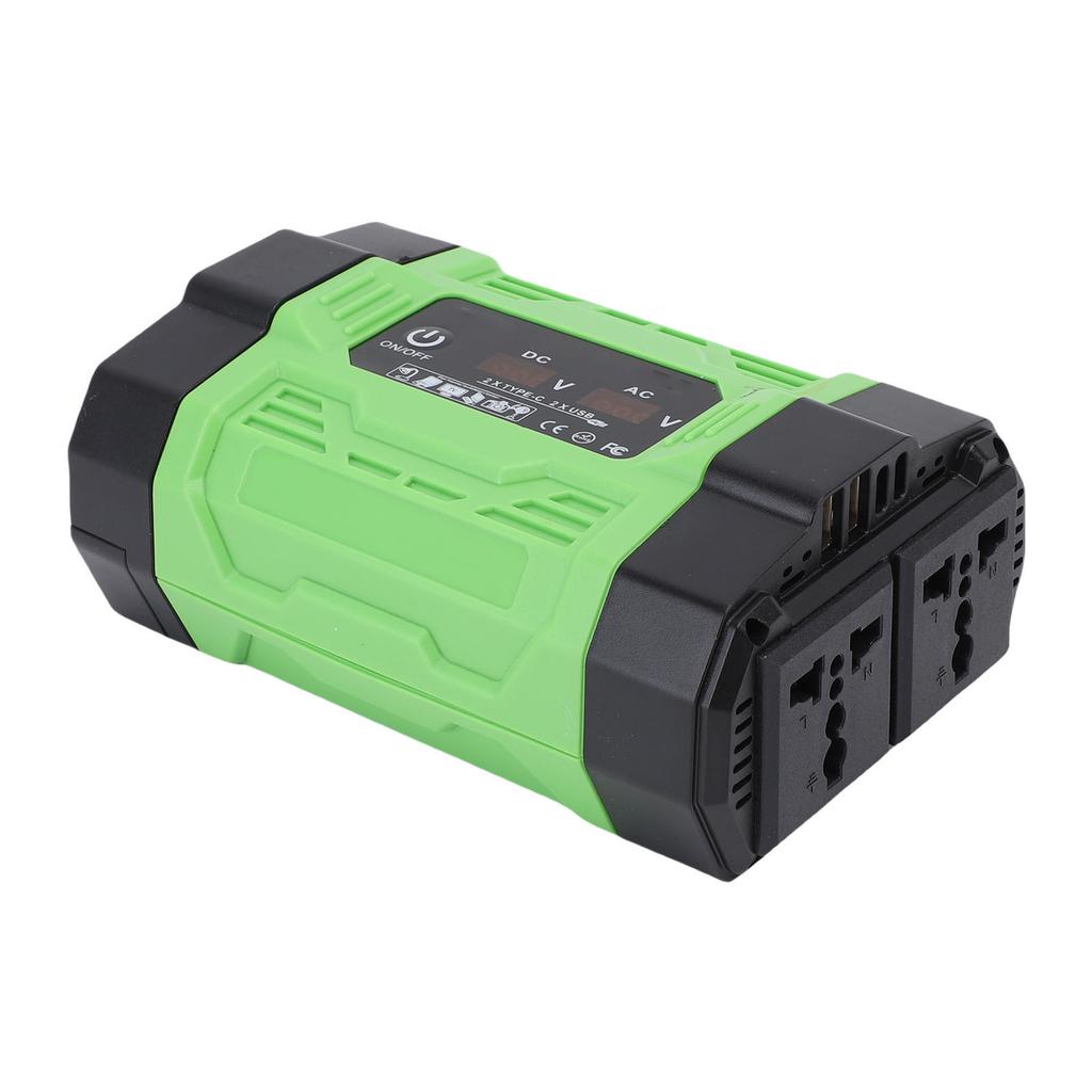 500W Car Power Inverter DC 12V To AC 220V Car Inverter with 2 USB Ports 2 Type C Ports 2 Universal AC Outlets for