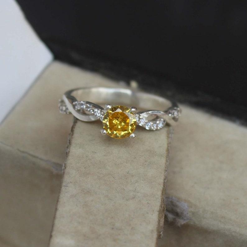 Natural Yellow Sapphire Ring, Engagement Ring, 925 Sterling Silver, Wedding Ring, Yellow Sapphire Ring, Birthstone Ring, Gift for Women.