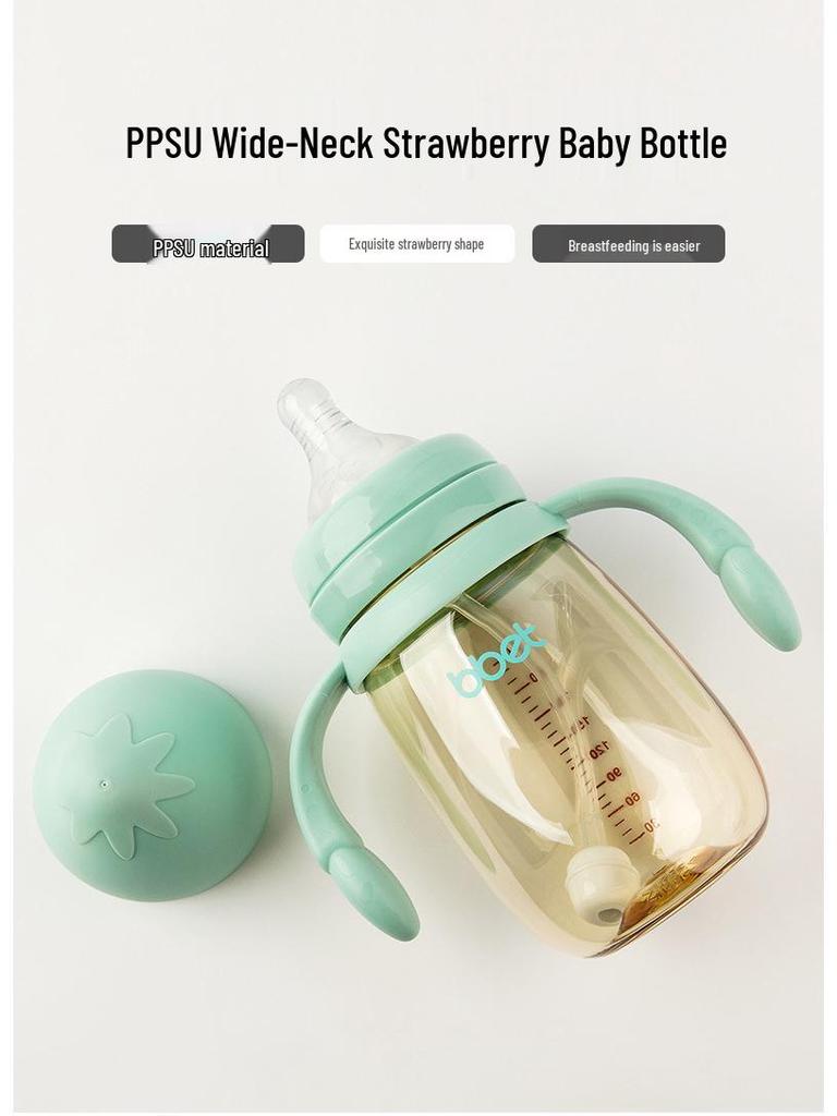 Большая детская бутылочка из PPSU, устойчивая к падениям, с соломинкой для новорожденных и малышей (1-3+ года)